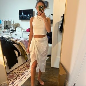 Abercrombie & Fitch white textured sheer cover up skirt